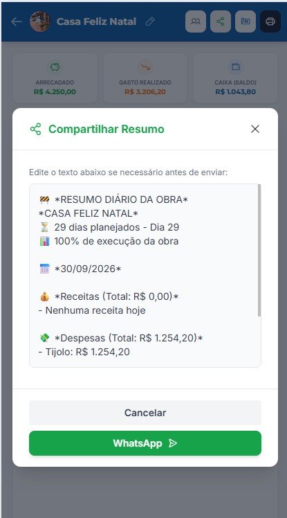 Tela de compartilhamento do Nivelou